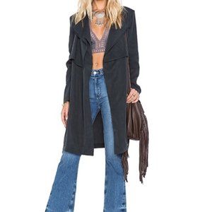 Bardot Revolve Draper Trench Style Coat in Charcoal Black NWT